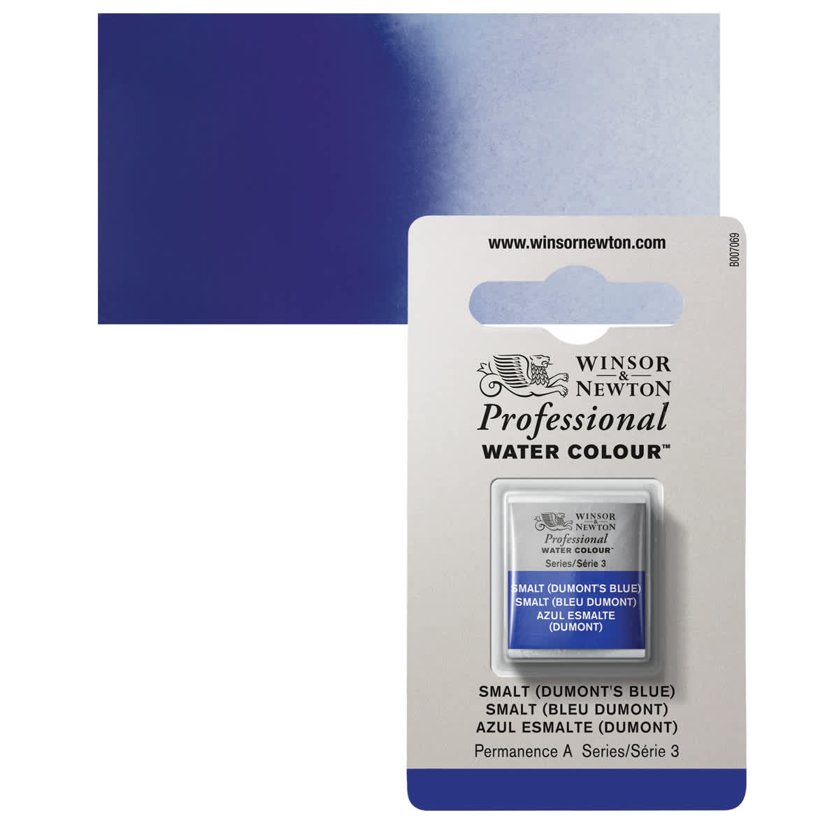 Winsor & Newton Professional Watercolor - Smalt, Half Pan and swatch