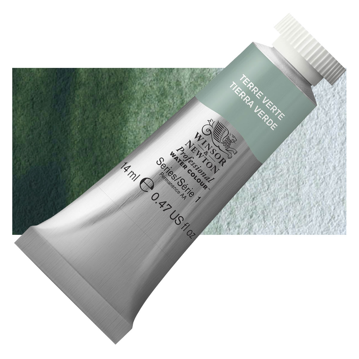 Winsor & Newton Professional Watercolor - Terre Verte, 14 ml Tube and swatch