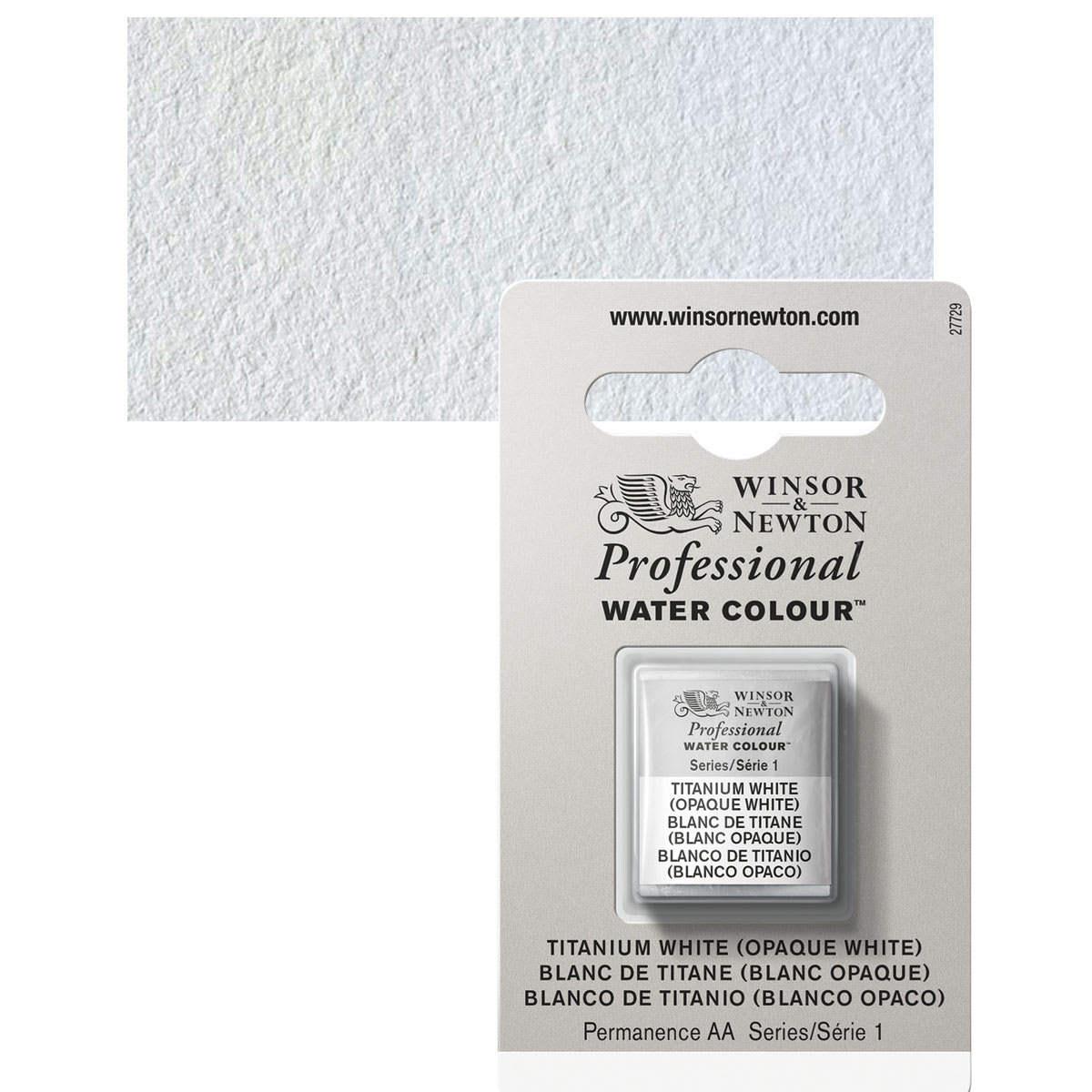Winsor & Newton Professional Watercolor - Titanium White, Half Pan and swatch