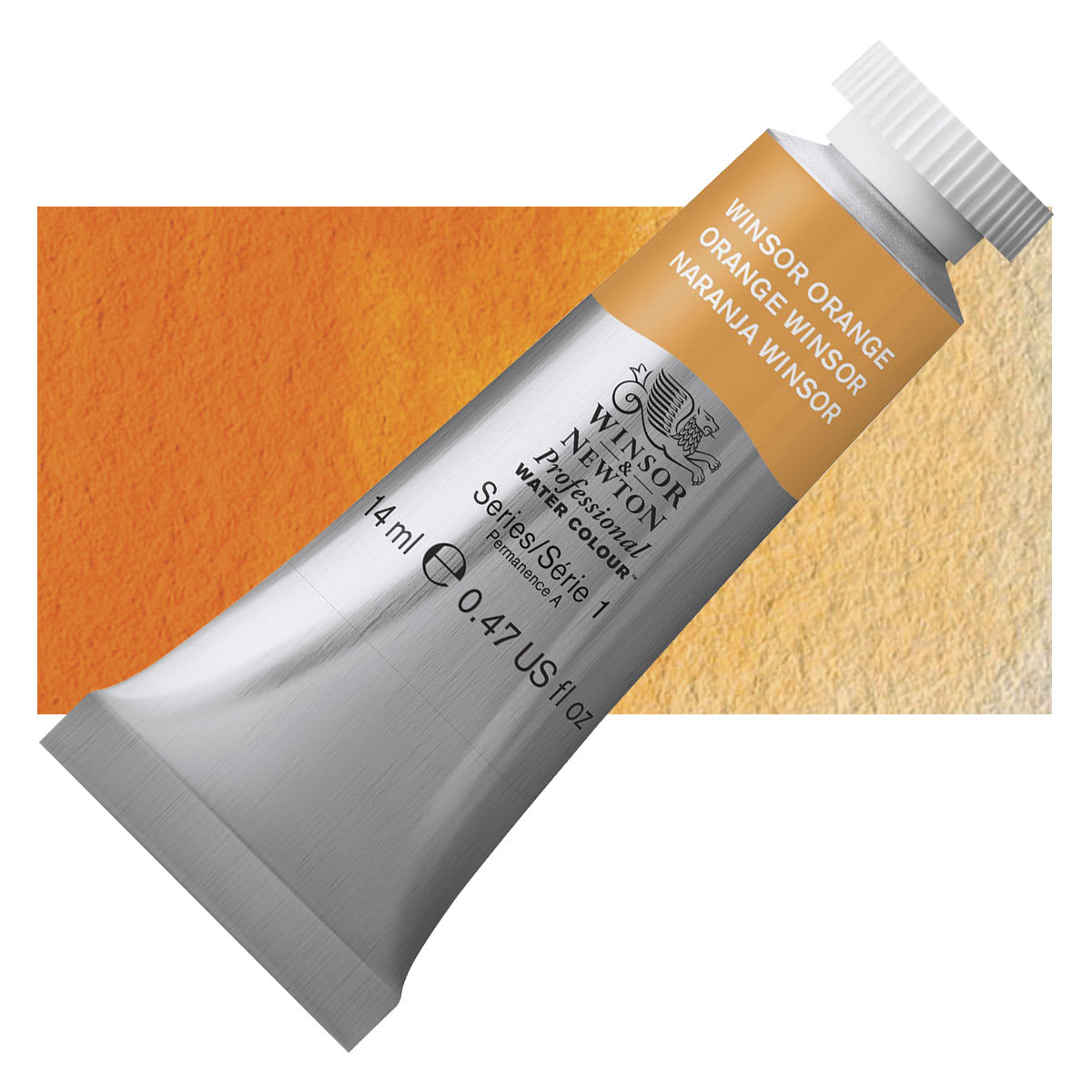 Winsor & Newton Professional Watercolor - Winsor Orange, 14 ml Tube and swatch