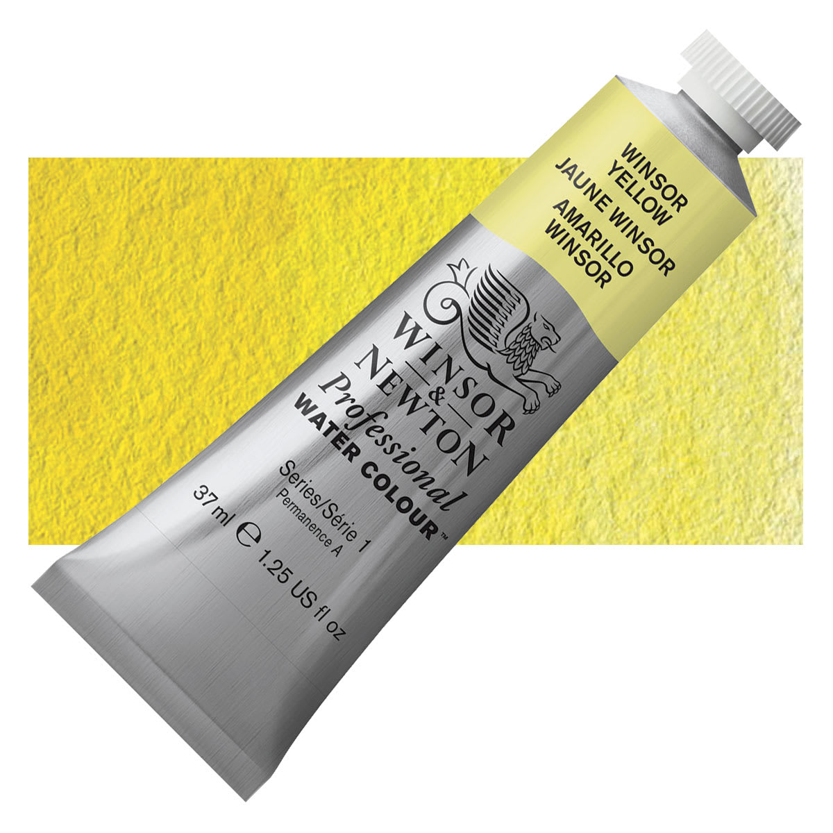 Winsor & Newton Professional Watercolor - Winsor Yellow, 37 ml tube and swatch