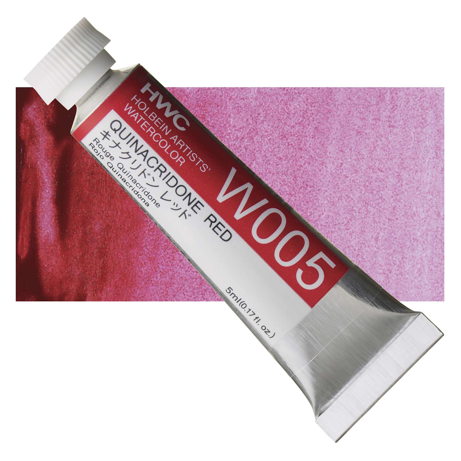 Holbein Artists' Watercolor - Quinacridone Red, 5 ml tube and swatch