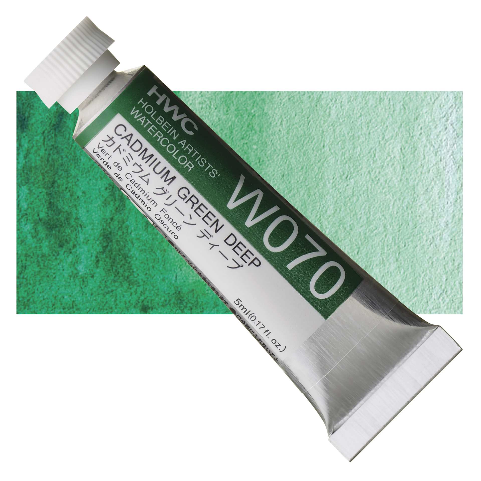 Holbein Artists' Watercolor - Cadmium Green Deep, 5 ml tube and swatch