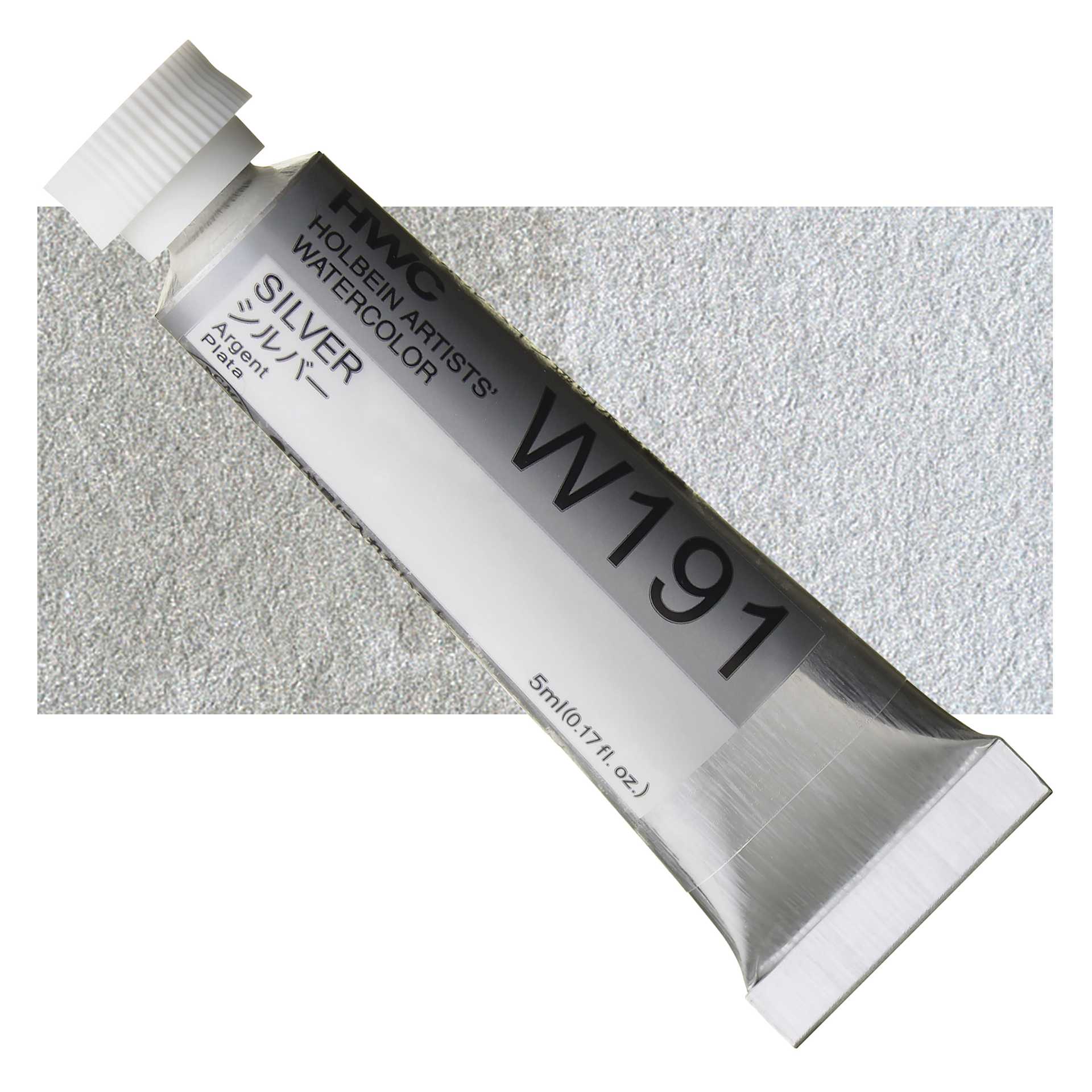 Holbein Artists' Watercolor - Silver, 5 ml tube and swatch