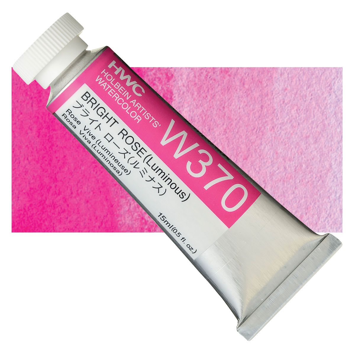 Holbein Artists' Watercolor - Bright Rose, 15 ml tube and swatch