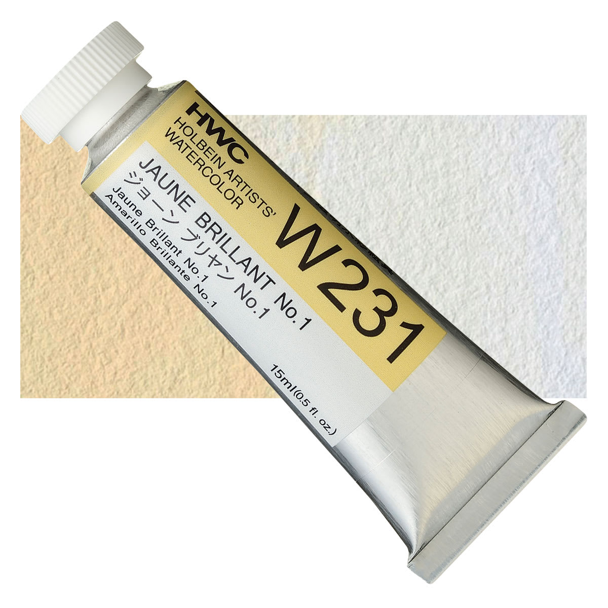 Holbein Artists' Watercolor - Jaune Brilliant 1, 15 ml tube and swatch