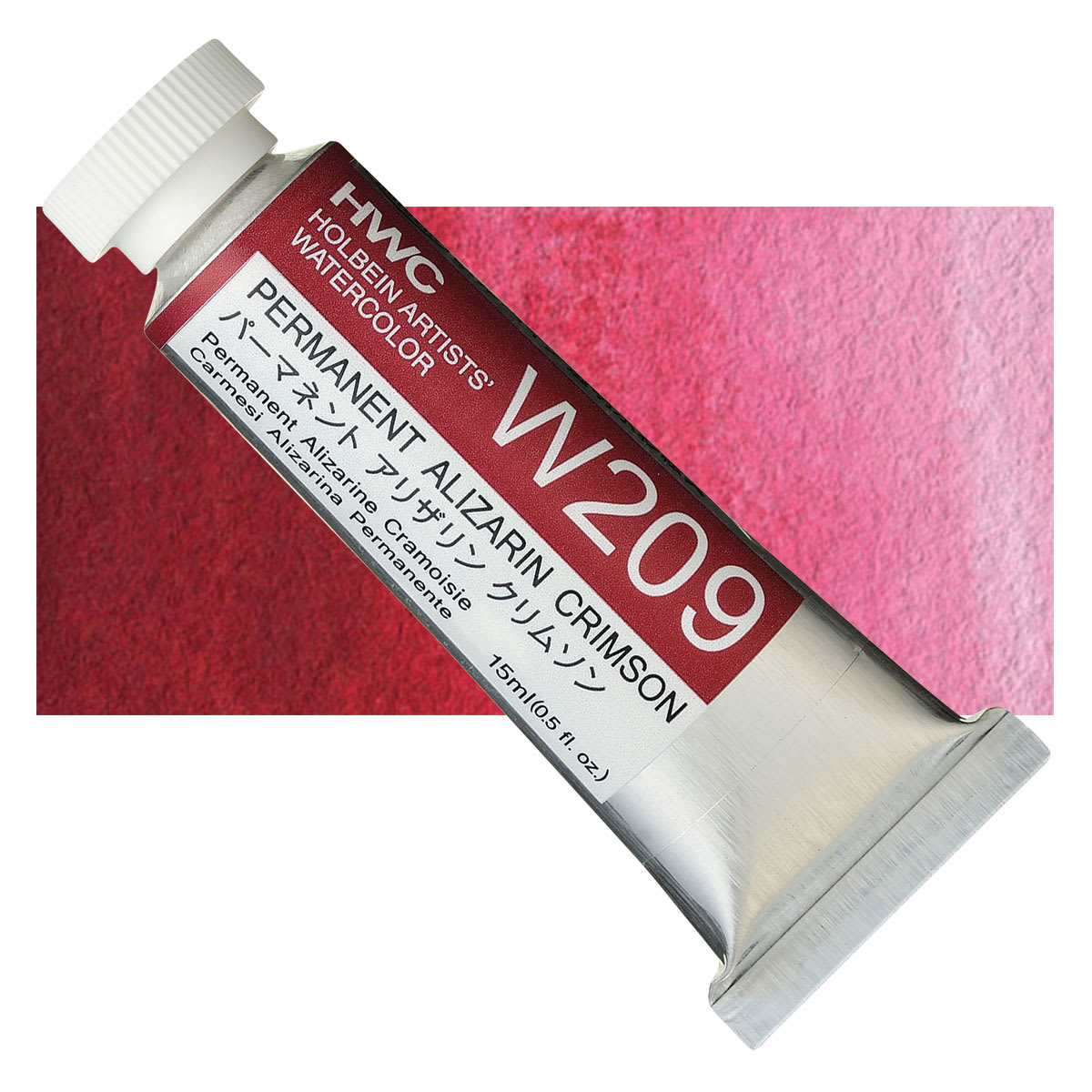 Holbein Artists' Watercolor - Permanent Alizarin Crimson, 15 ml tube and swatch