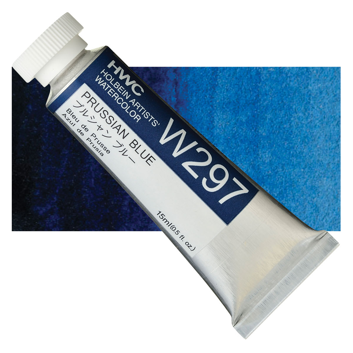 Holbein Artists' Watercolor - Prussian Blue, 15 ml tube and swatch