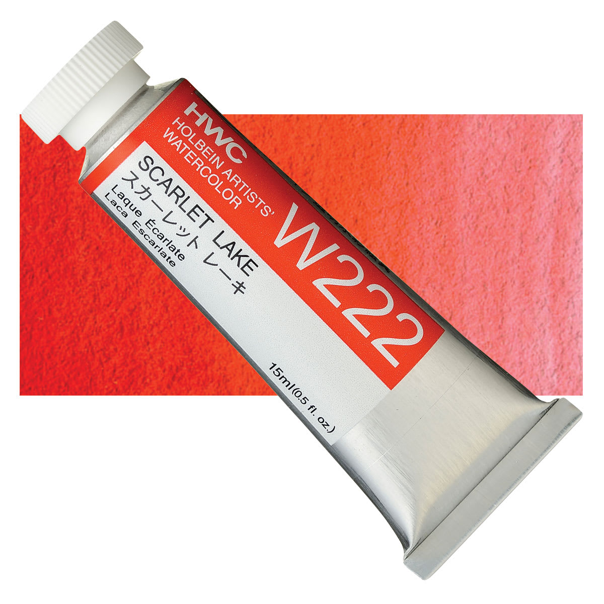 Holbein Artists' Watercolor - Scarlet Lake, 15 ml tube and swatch