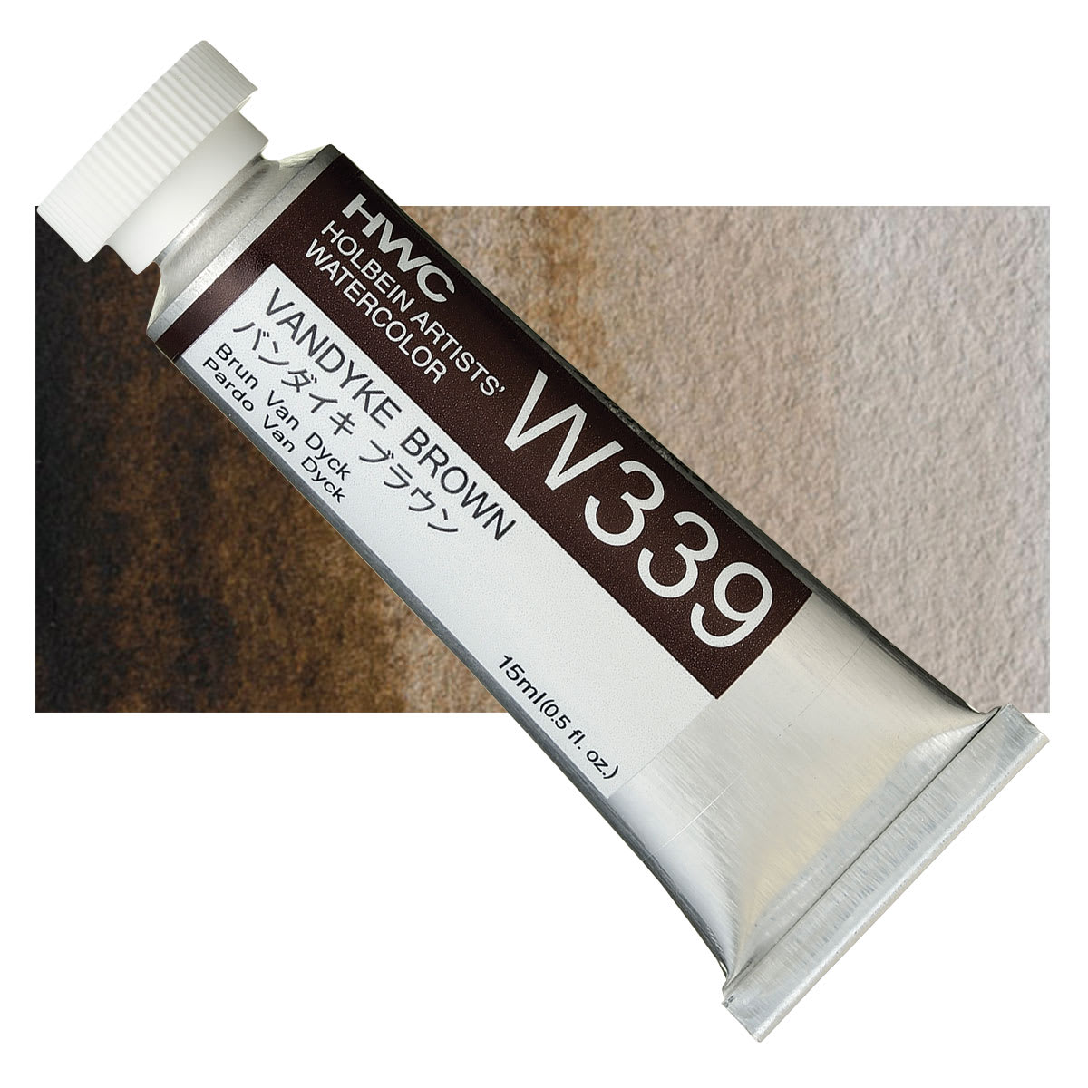 Holbein Artists' Watercolor - Vandyke Brown, 15 ml tube and swatch