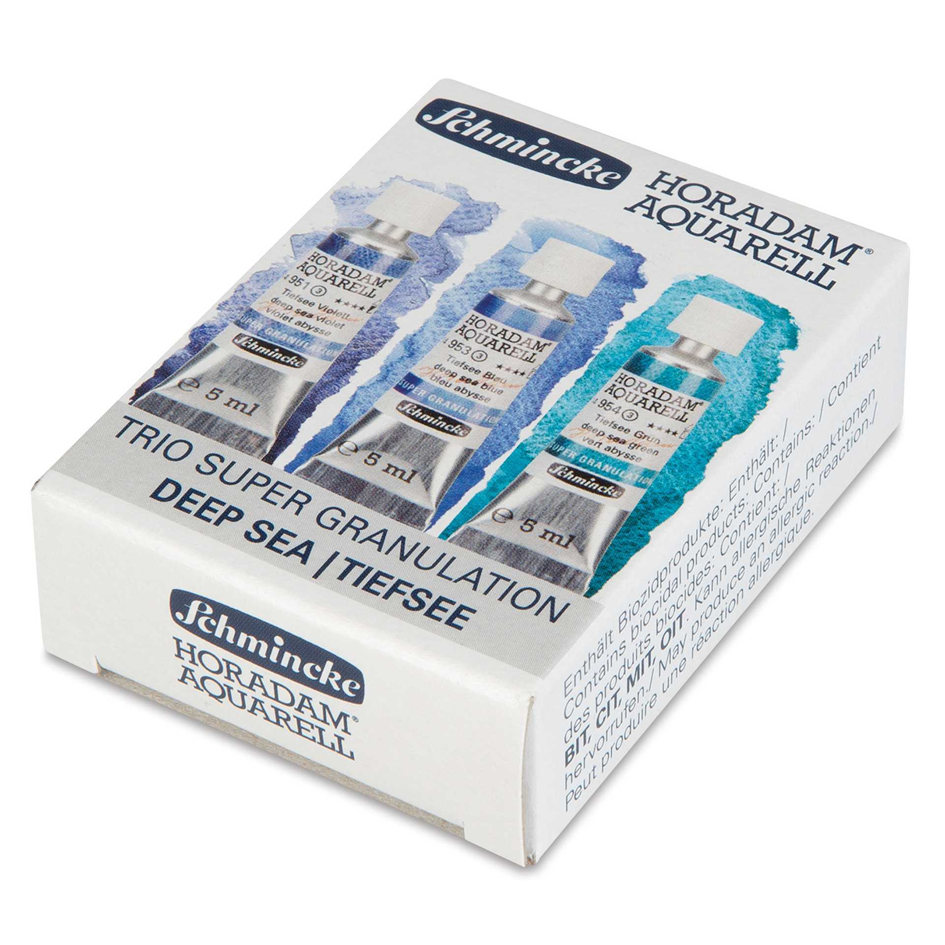 Schmincke Horadam Aquarell Artist Watercolor - Deep Sea, Supergranulation, Set of 3, 5 ml, Tubes, front of packaging
