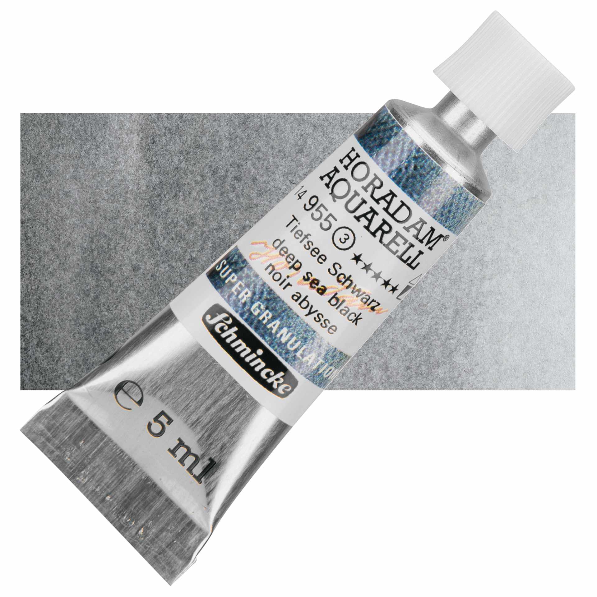 Schmincke Horadam Aquarell Watercolor - Deep Sea Black, 5 ml tube and swatch