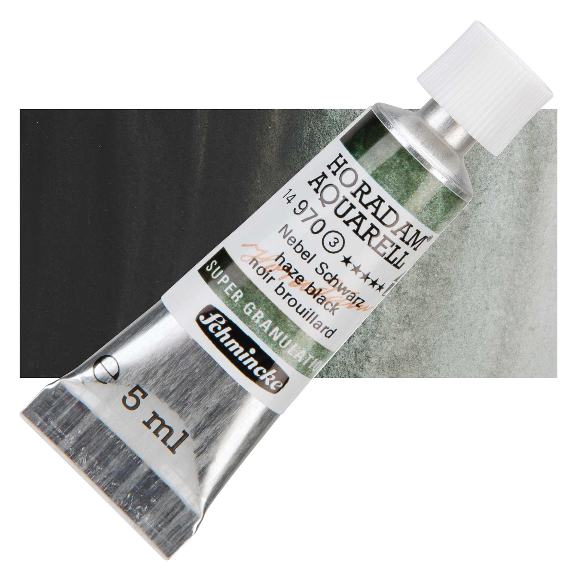 Schmincke Horadam Aquarell Watercolor - Haze Black, 5 ml tube and swatch