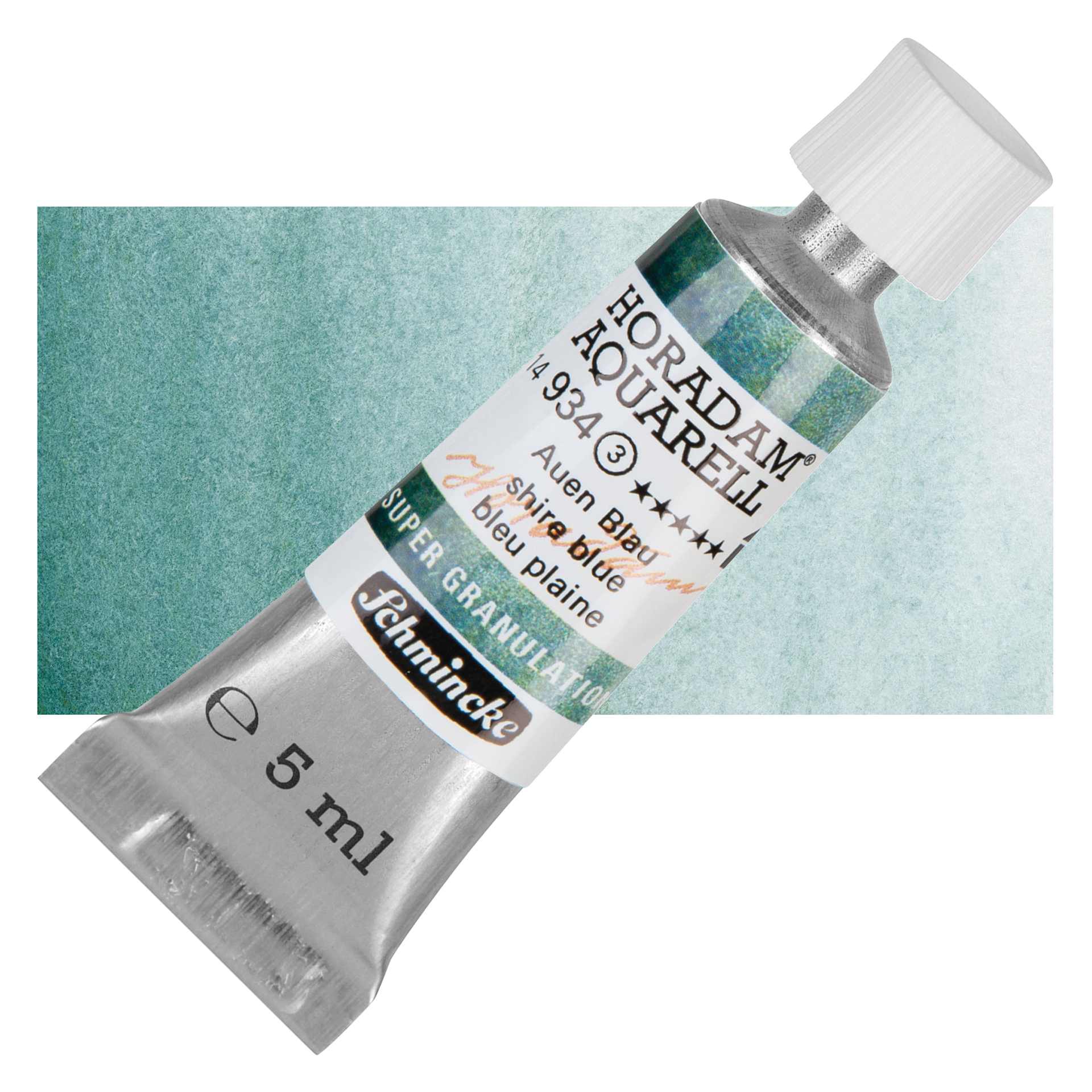 Schmincke Horadam Aquarell Artist Watercolor - Shire Blue, 5 ml tube and swatch