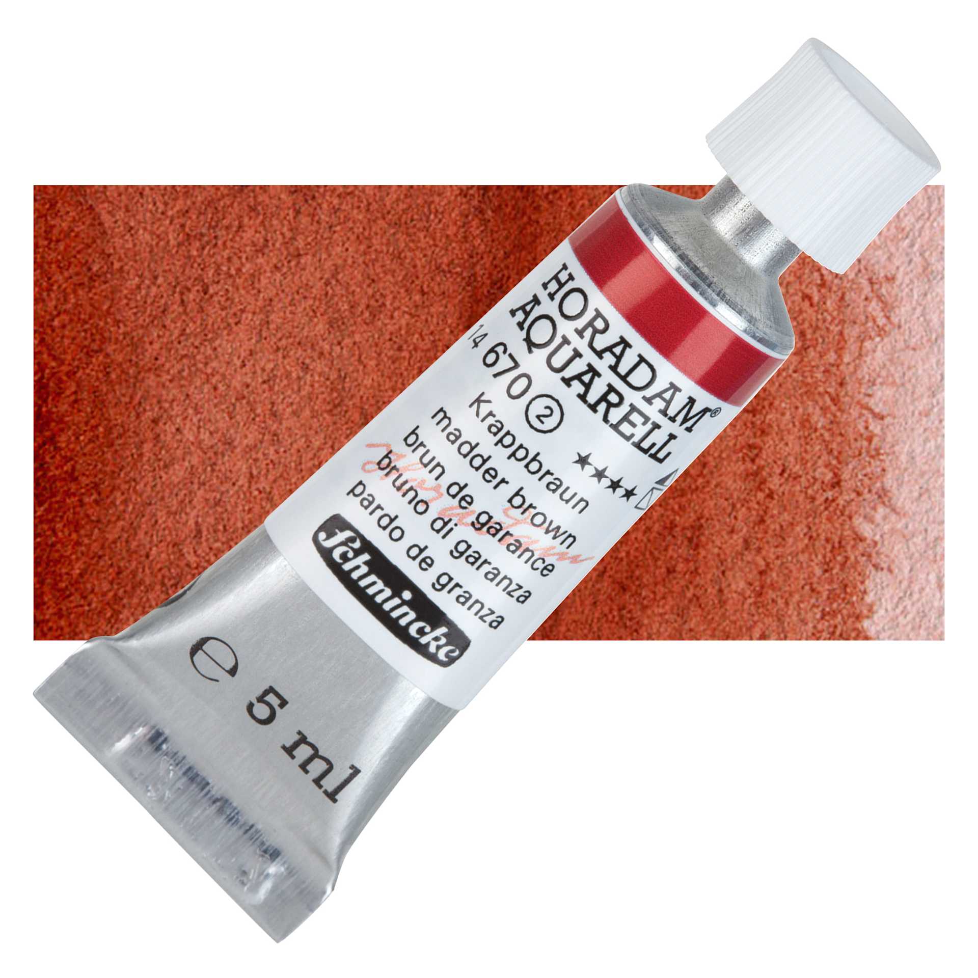 Schmincke Horadam Aquarell Watercolor - Madder Brown, 5 ml tube and swatch