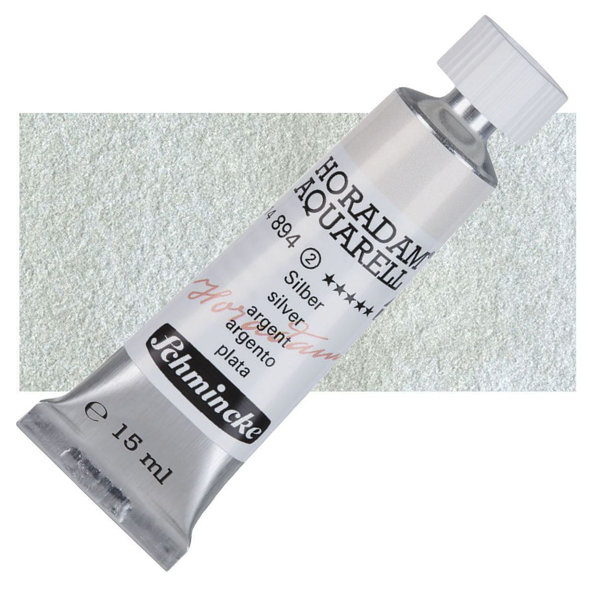 Schmincke Horadam Aquarell Watercolor - Silver, 15 ml tube and swatch
