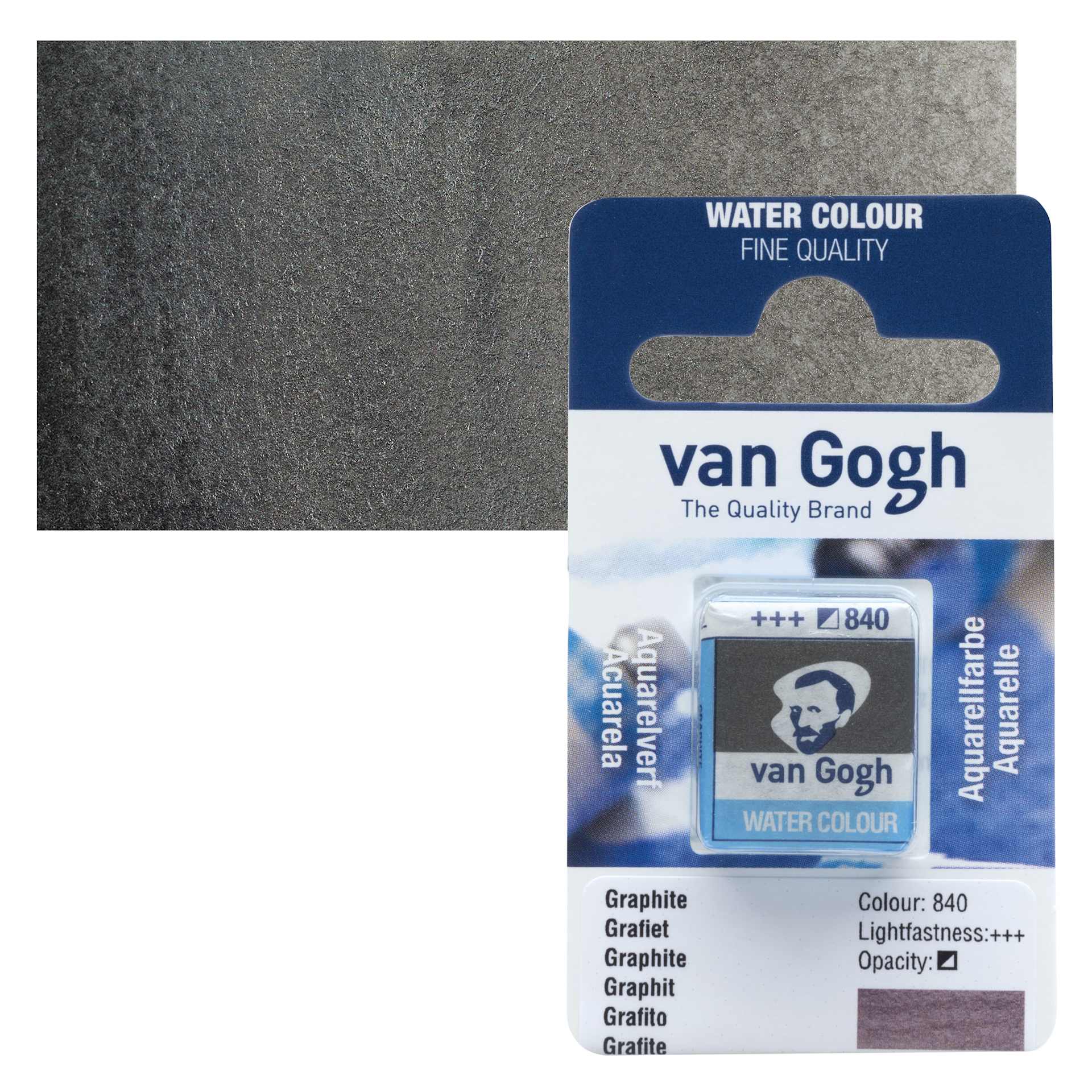 Van Gogh Watercolor Half Pan - Graphite pan and swatch