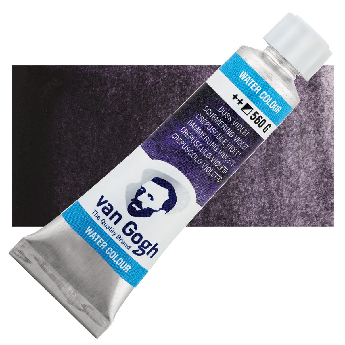 Van Gogh Watercolor - Dusk Violet, 10 ml tube and swatch