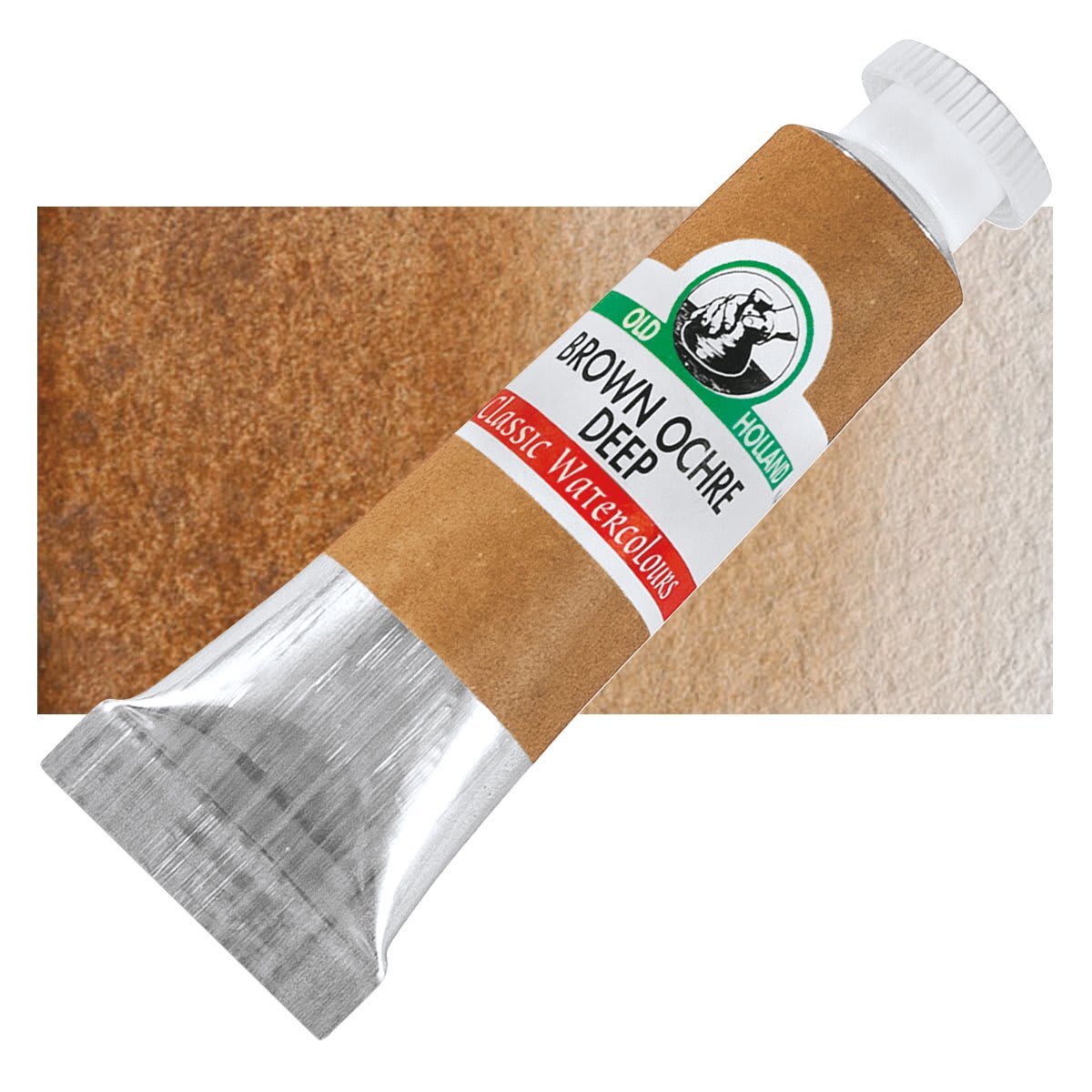 Old Holland Classic Artist Watercolor - Brown Ochre Deep, 6 ml tube and swatch