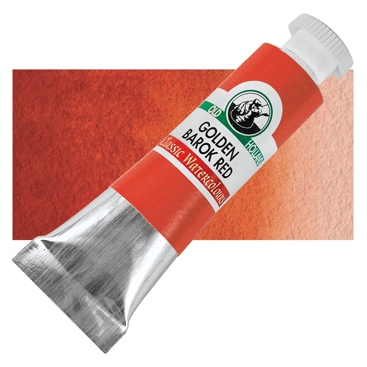 Old Holland Classic Artist Watercolor - Golden Barok Red, 6 ml Tube and swatch
