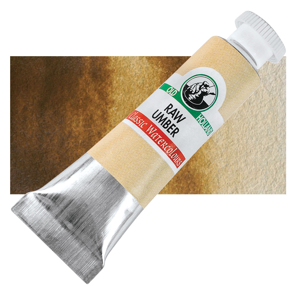 Old Holland Classic Artist Watercolor - Raw Umber, 6 ml tube and swatch