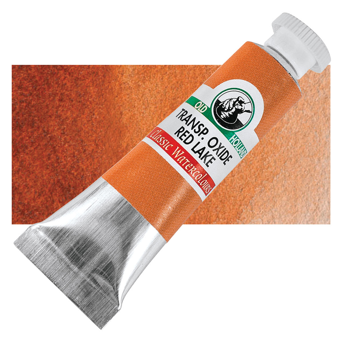 Old Holland Classic Artist Watercolor -Transparent Oxide Red Lake, 6 ml tube and swatch