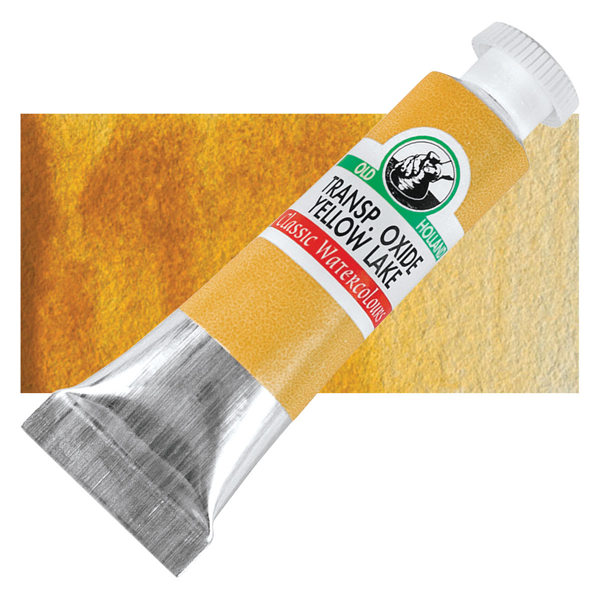 Old Holland Classic Artist Watercolor - Transparent Oxide Yellow Lake, 6 ml tube and swatch
