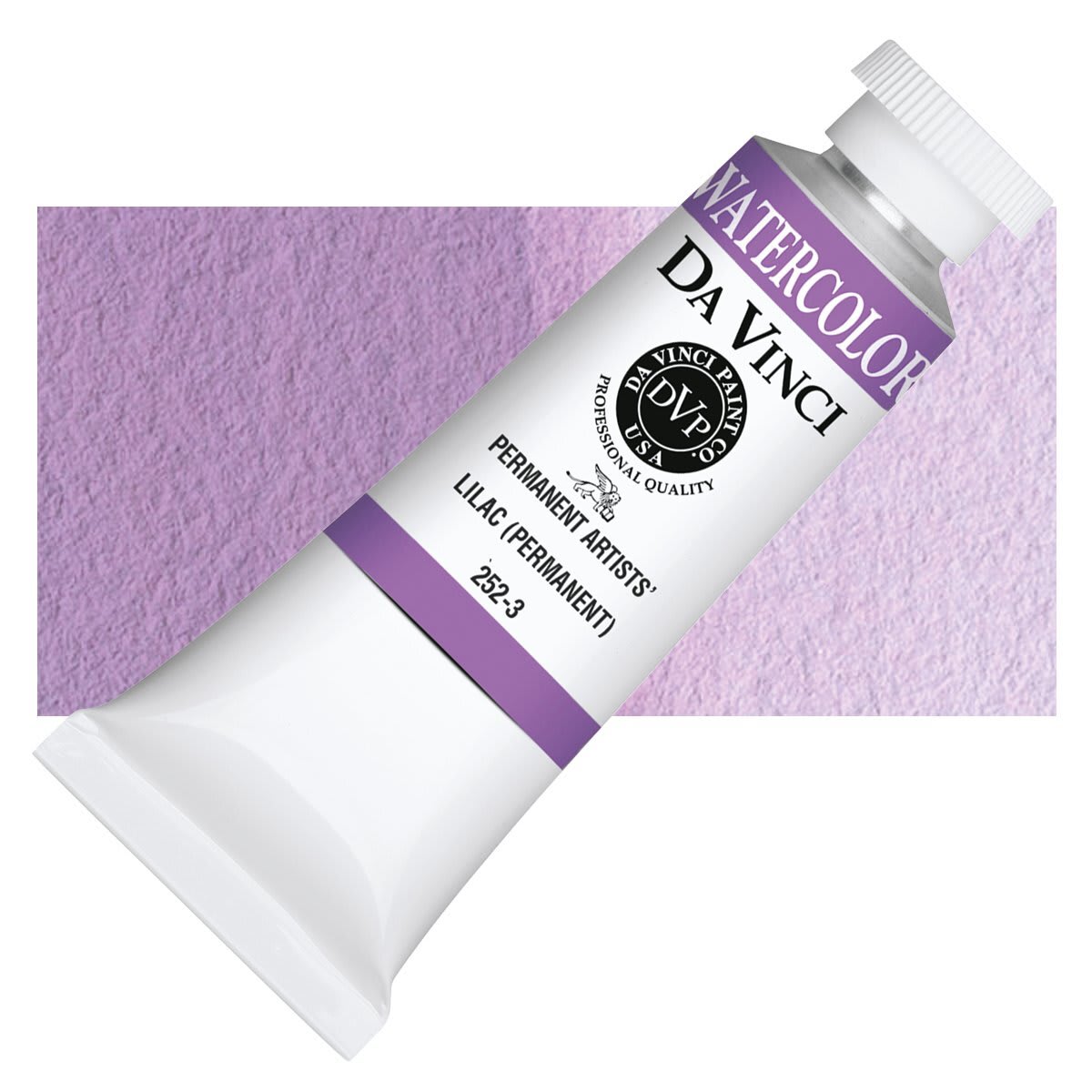 Da Vinci Artists' Permanent Watercolor - Lilac (Permanent), 37 ml tube and swatch