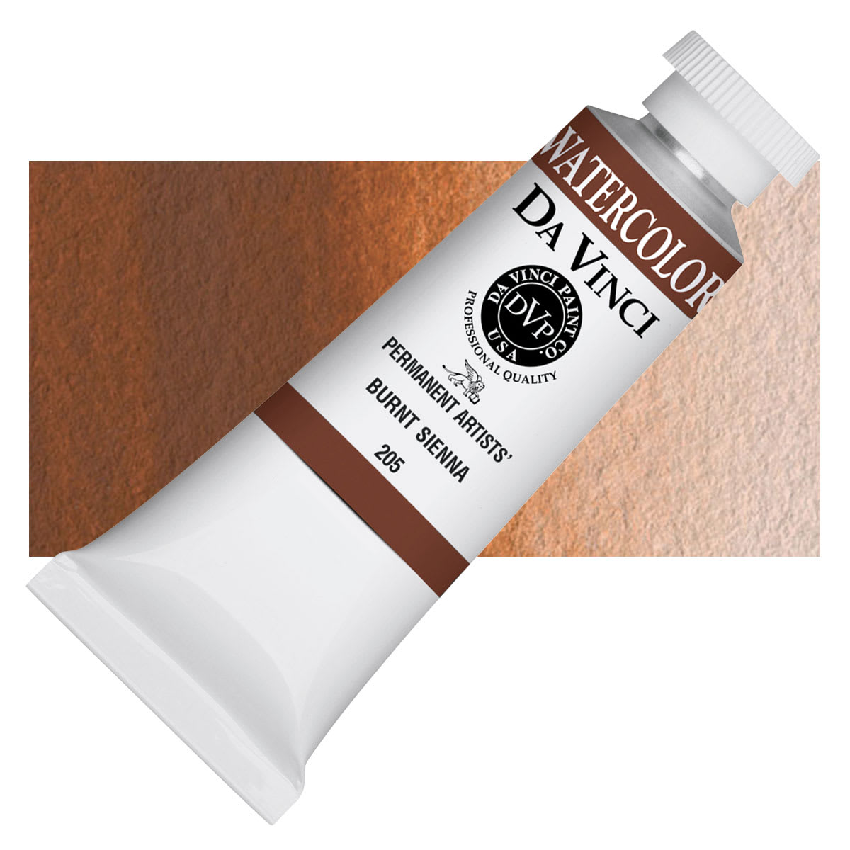 Da Vinci Artists' Permanent Watercolor - Burnt Sienna, 37 ml tube and swatch