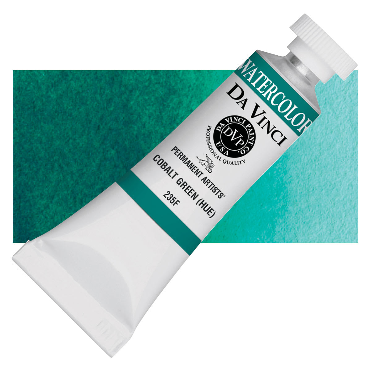 Da Vinci Artists' Permanent Watercolor - Cobalt Green Hue, 15 ml tube and swatch