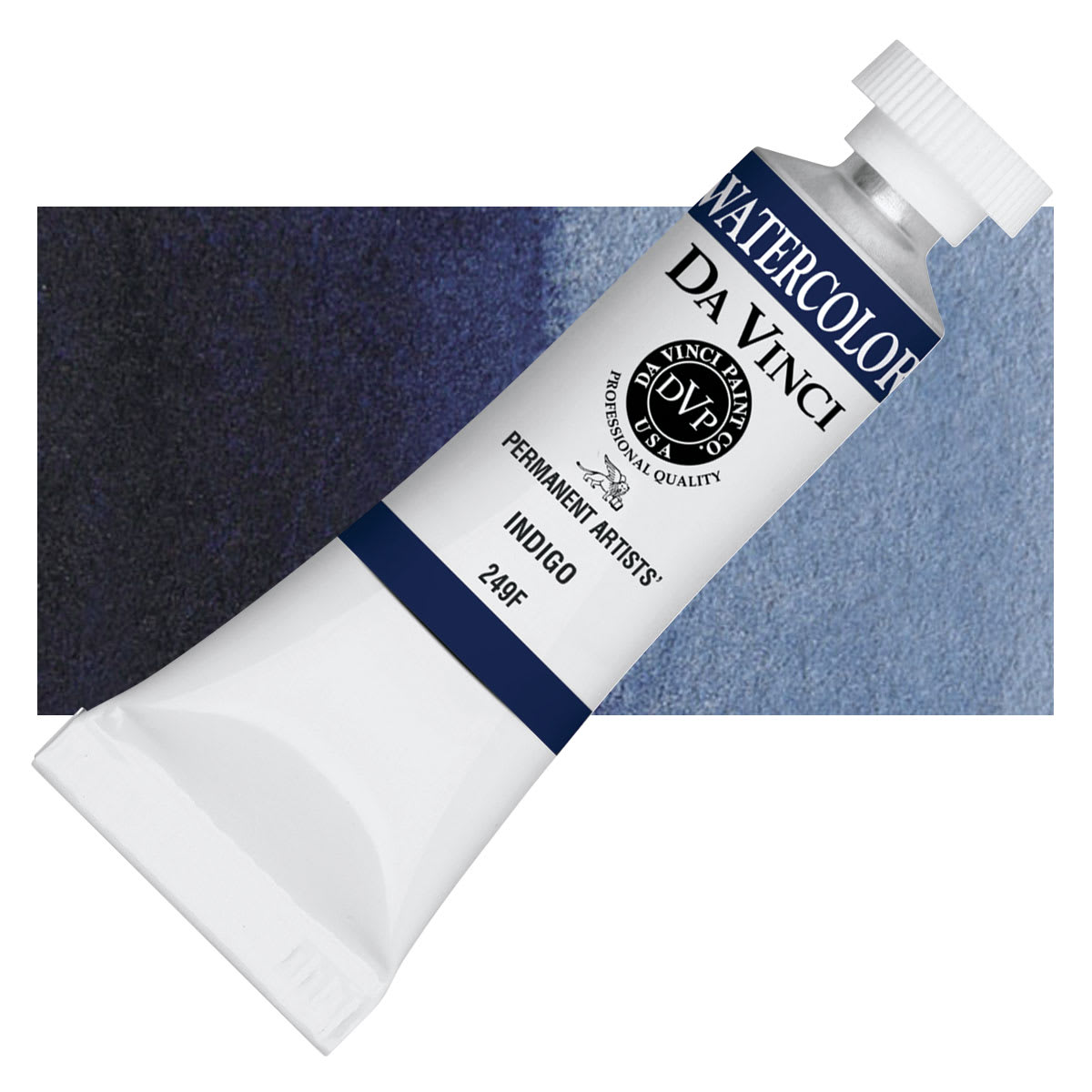 Da Vinci Artists' Permanent Watercolor - Indigo, 15 ml tube and swatch