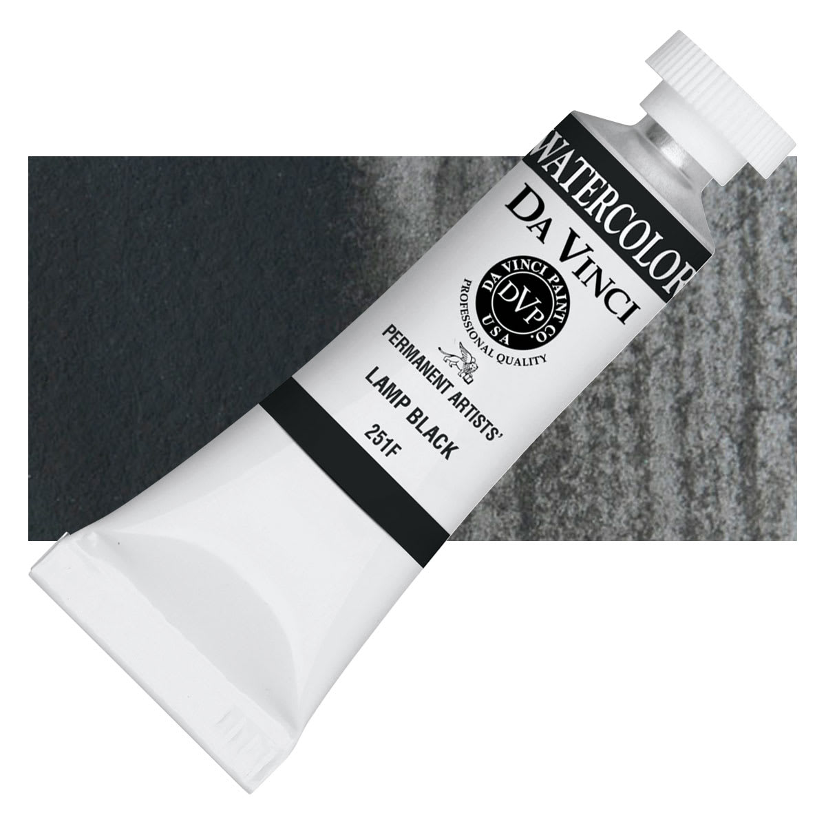 Da Vinci Artists' Permanent Watercolor - Lamp Black, 15 ml tube and swatch