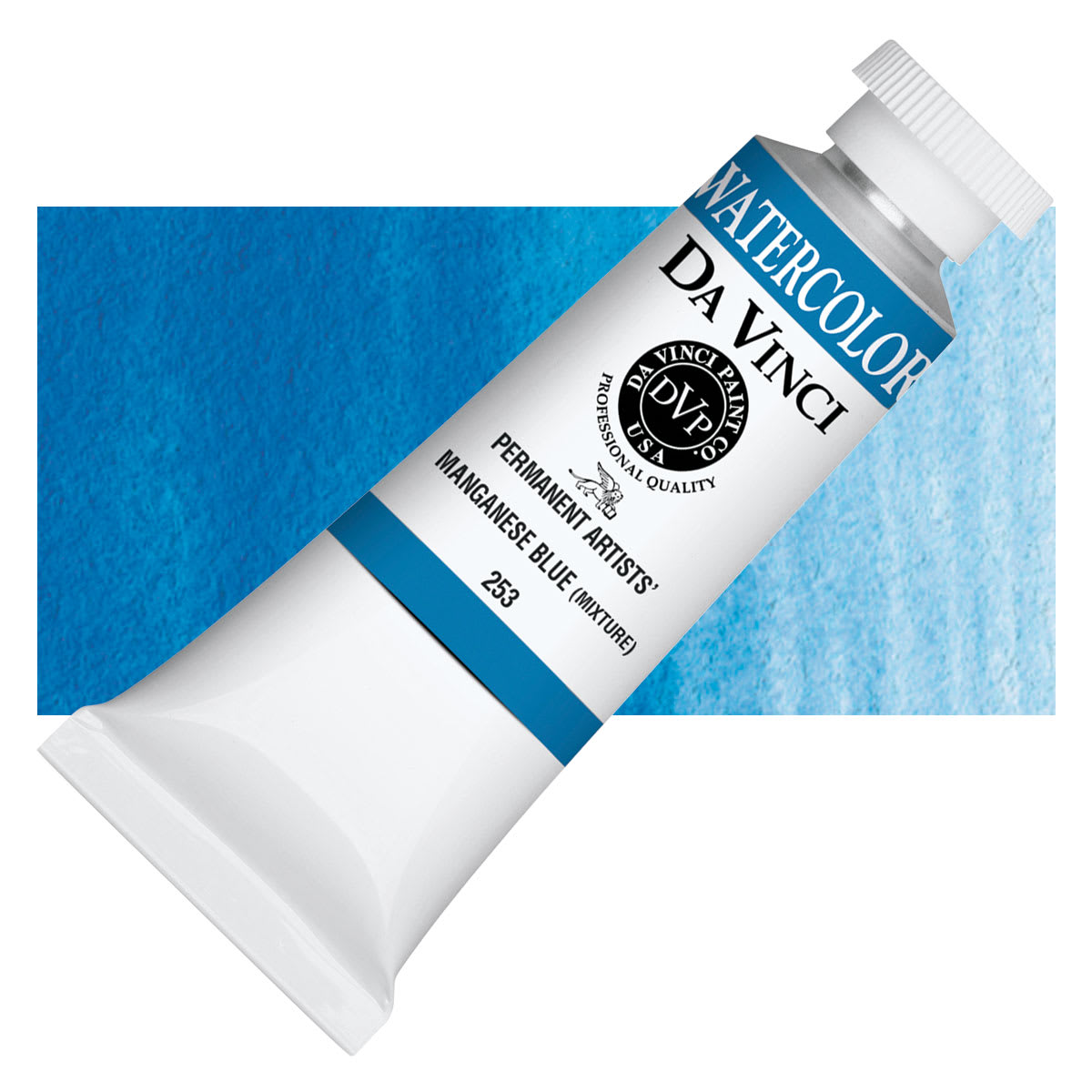 Da Vinci Artists' Permanent Watercolor - Manganese Blue Mixture, 37 ml tube and swatch