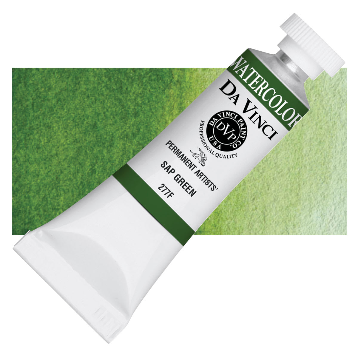 Da Vinci Artists' Permanent Watercolor - Sap Green, 15 ml tube and swatch