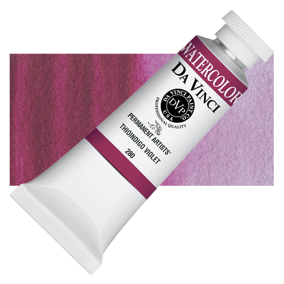 Da Vinci Artists' Permanent Watercolor - Thioindigo Violet, 37 ml tube and swatch