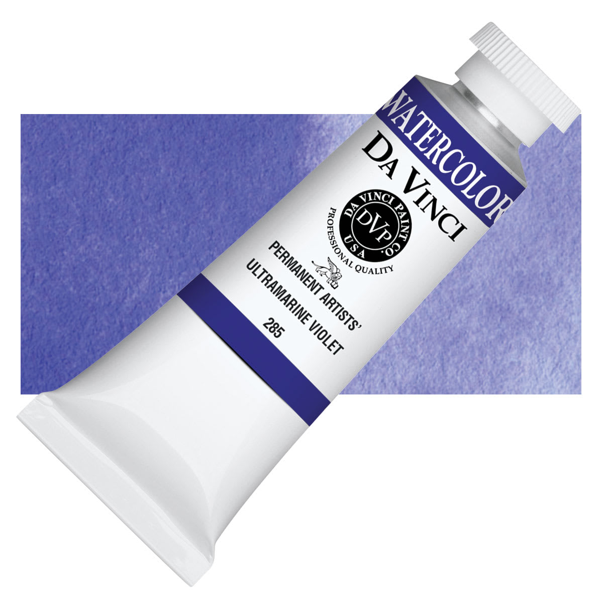 Da Vinci Artists' Permanent Watercolor - Ultramarine Violet, 37 ml tube and swatch