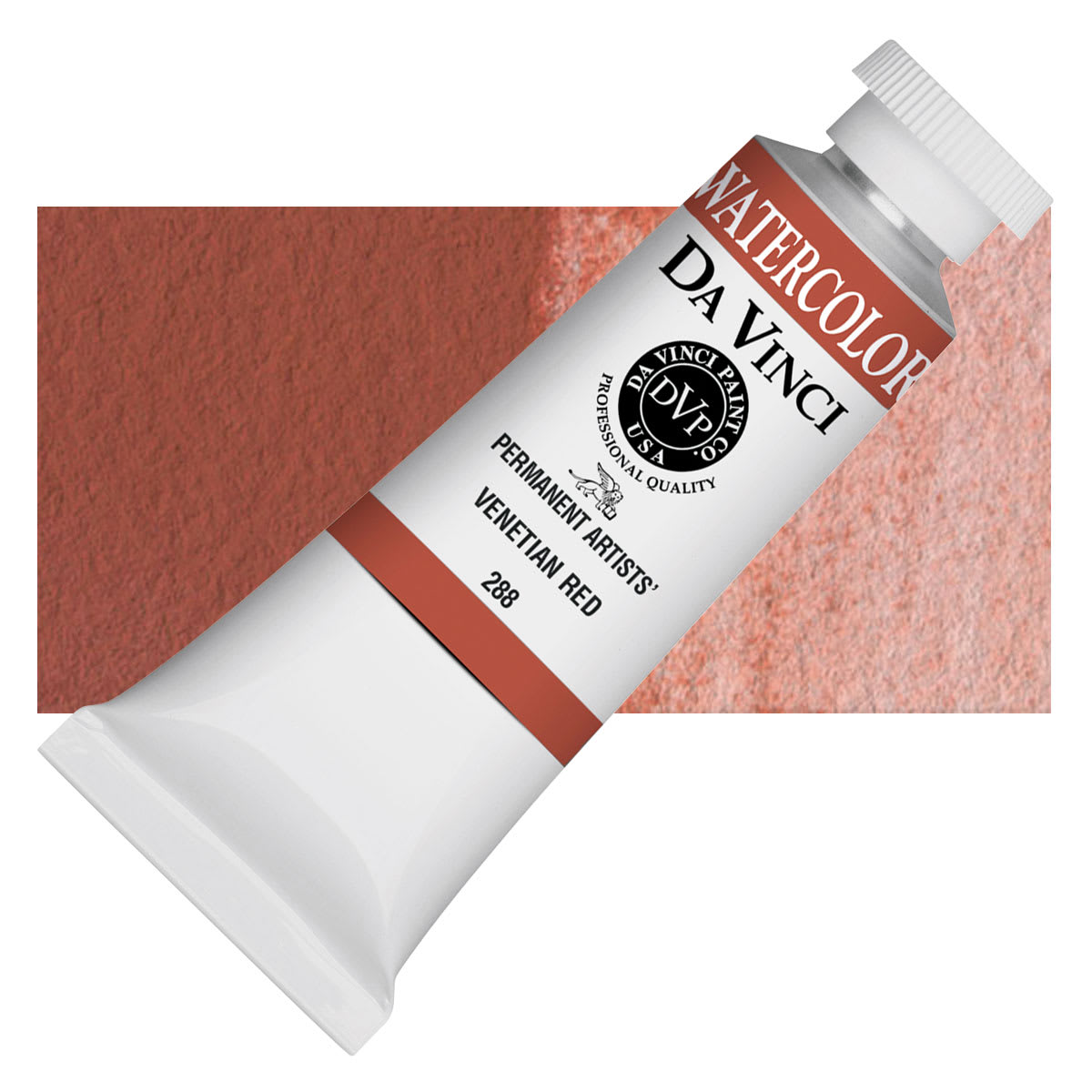 Da Vinci Artists' Permanent Watercolor - Venetian Red, 37 ml tube and swatch
