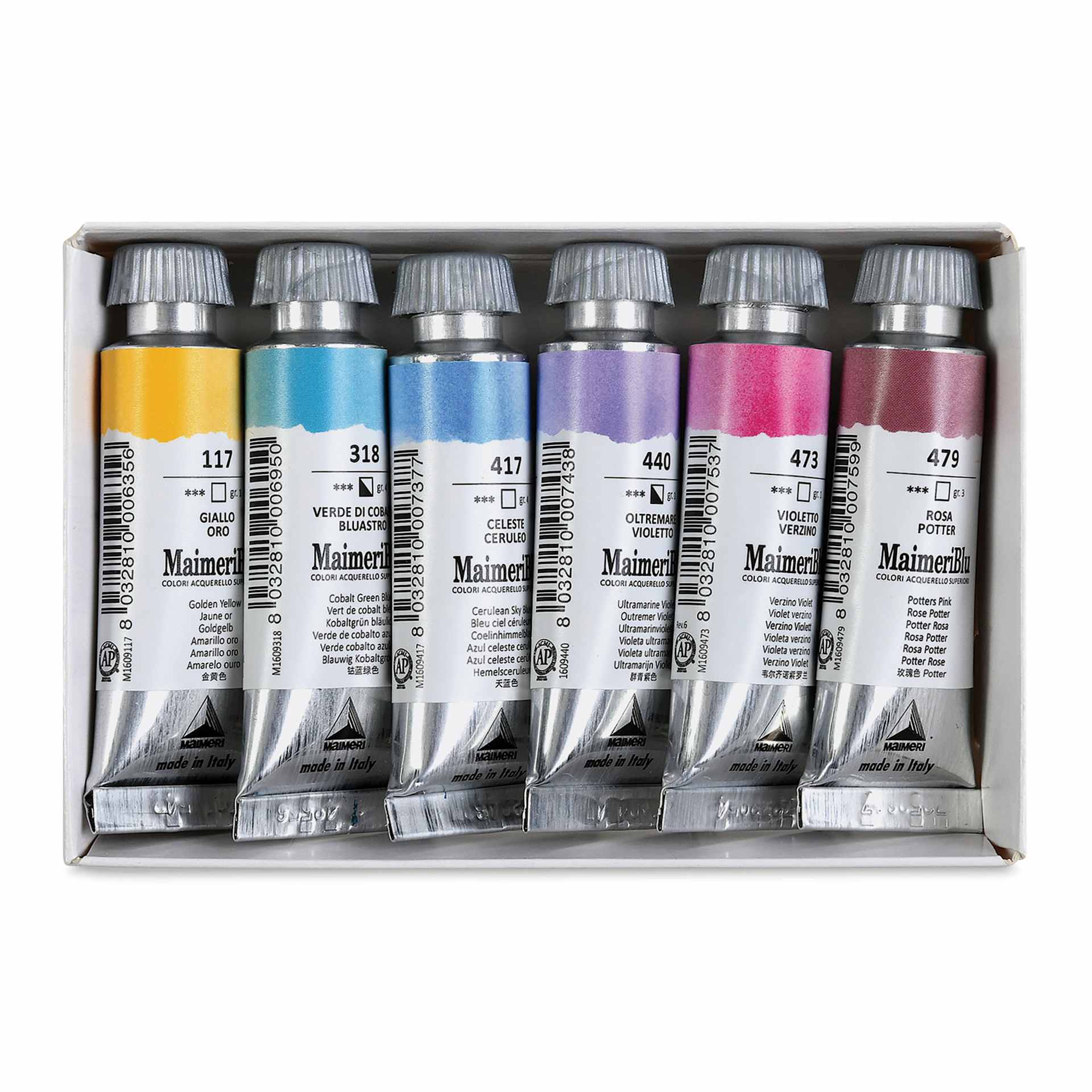 MAIMERI Blue 12 ml, Hochwertige Aquarellfarben, Farbton Ultramarin Hell