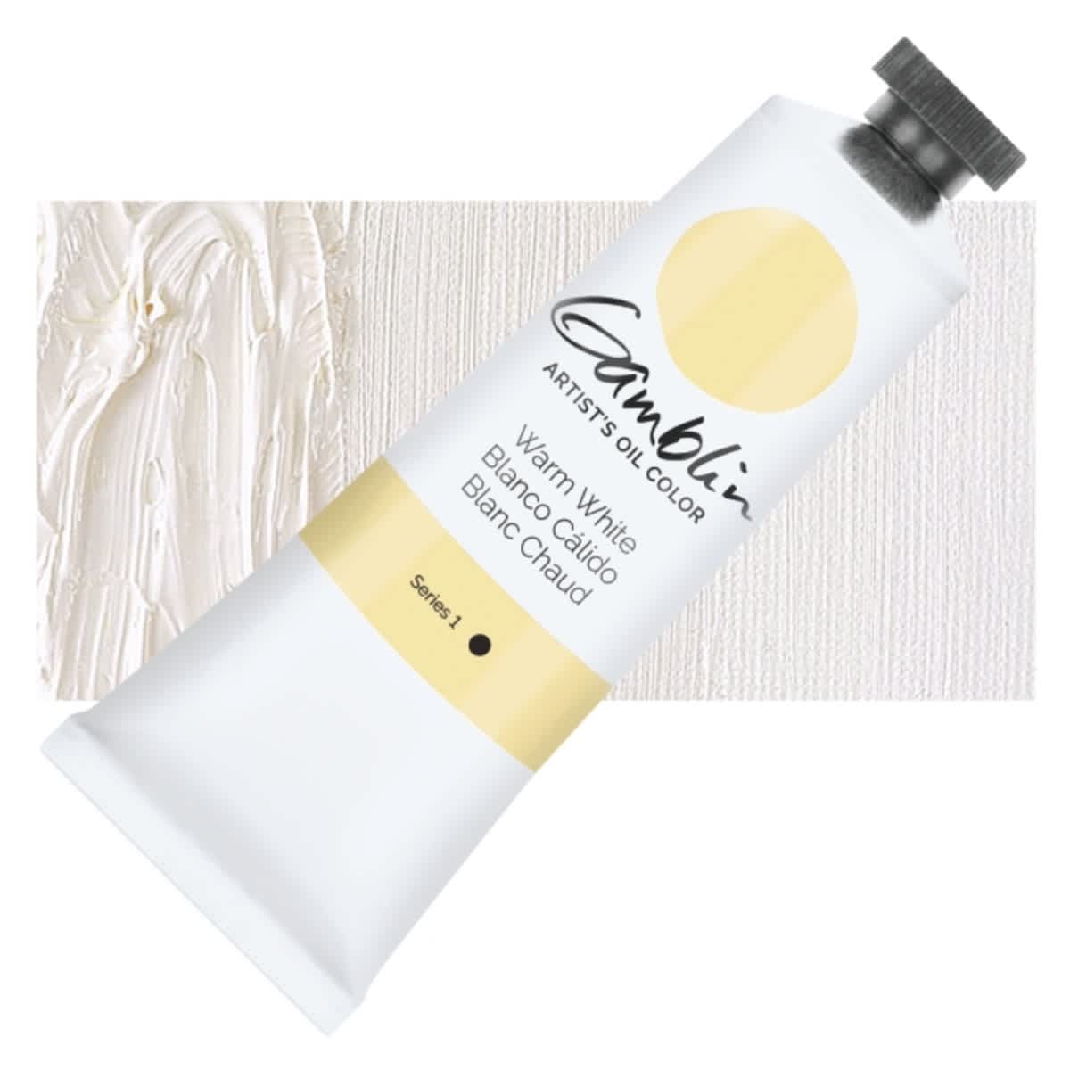 Gamblin Artists' Oil Color - Warm White, 37 ml tube and swatch