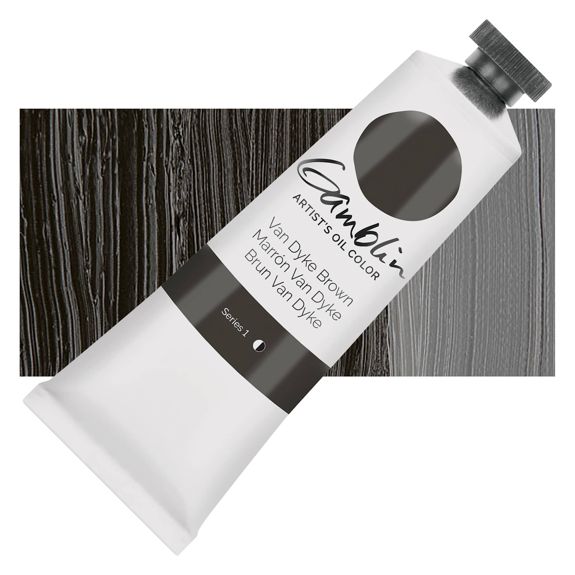 Gamblin Artist's Oil Color - Van Dyke Brown, 37 ml tube and swatch