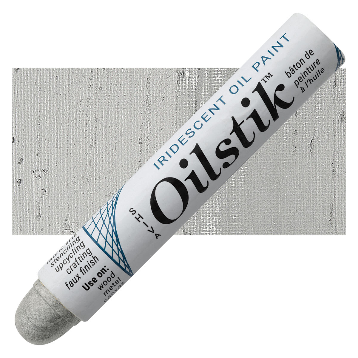 Shiva Oilstik Oil Paint - Iridescent Silver oilstik and swatch