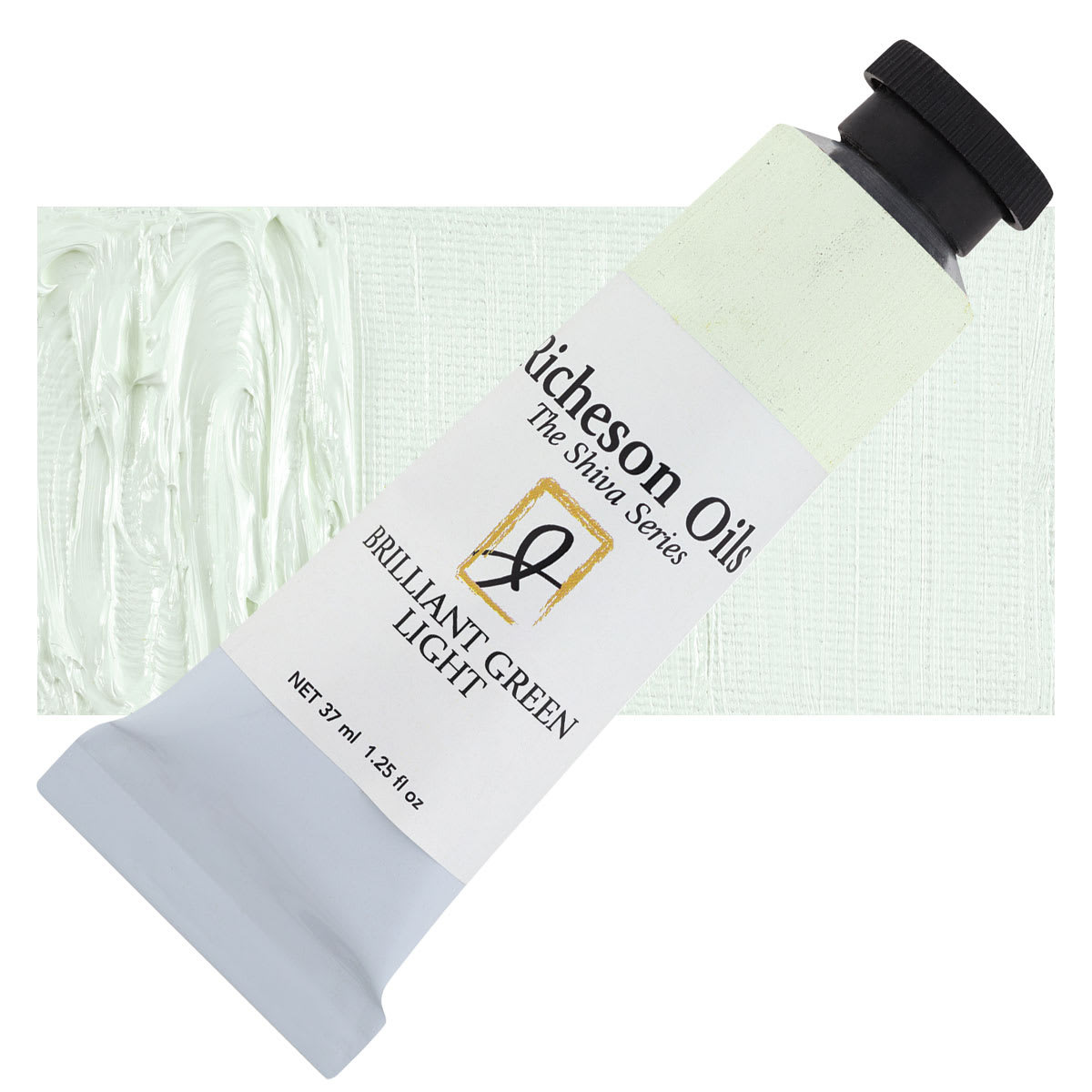 Shiva Signature Artist Oil Color - Brilliant Green Light, 37 ml Tube and swatch