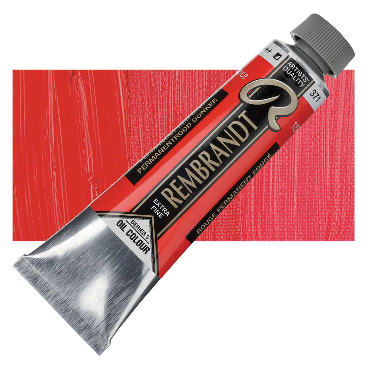 Rembrandt Artists' Oil Color - Permanent Red Deep, 40 ml tube and swatch