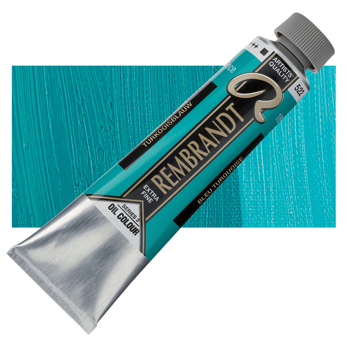 Rembrandt Artists' Oil Color - Turquoise Blue, 40 ml tube and swatch