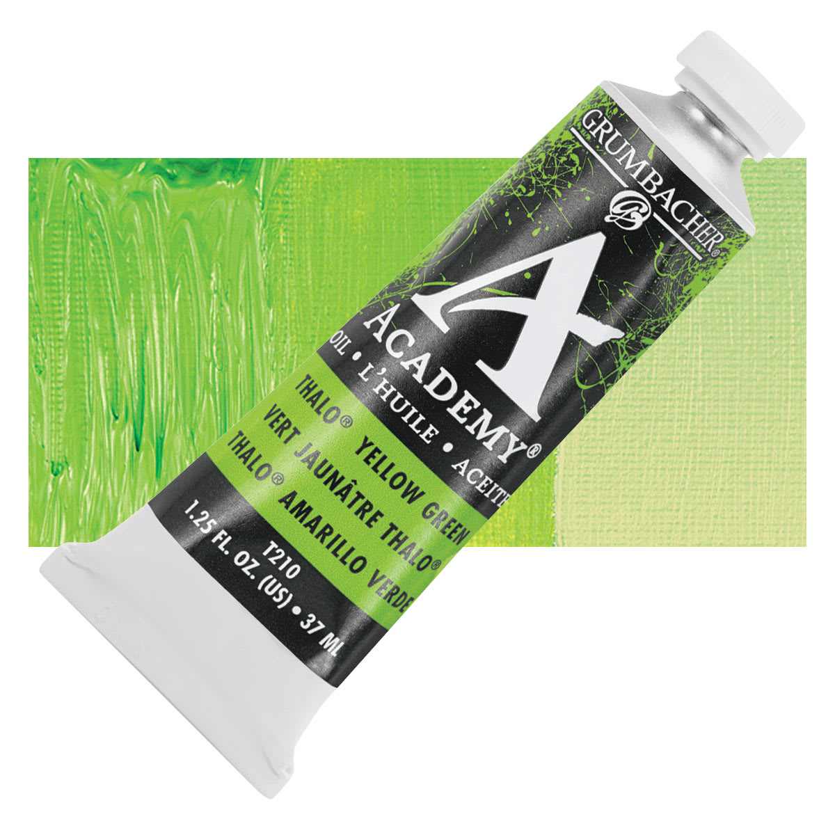 Grumbacher Academy Oil Color - Thalo Yellow Green, 37 ml tube and swatch