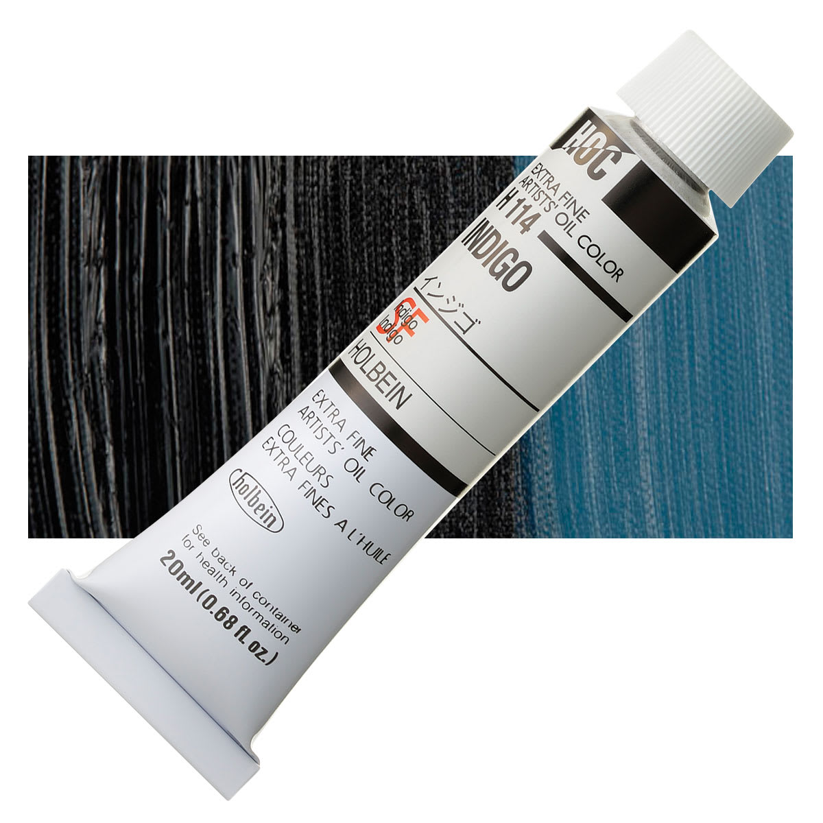 Holbein Artists' Oil Color - Indigo, 20 ml tube and swatch