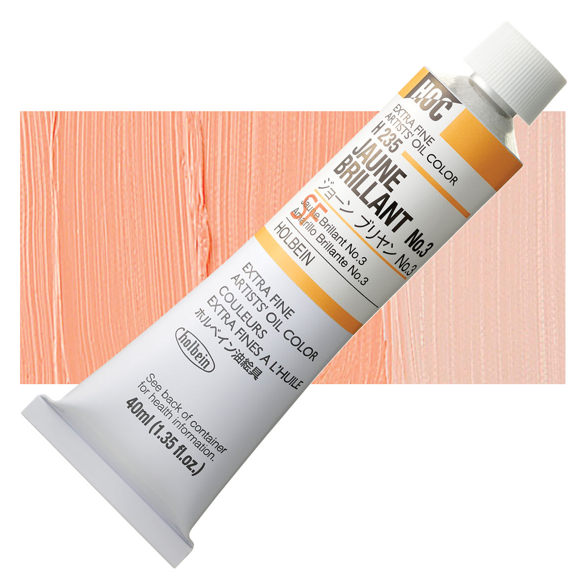 Holbien Artists' Oil Color - Juane Brilliant 3, 40 ml tube and swatch