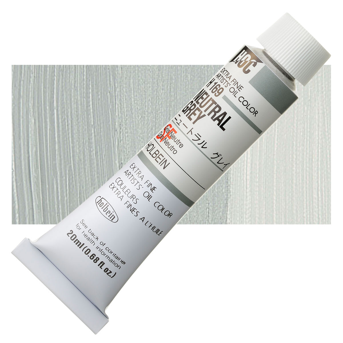 Holbein Artists' Oil Color - Neutral Gray, 20 ml tube and swatch