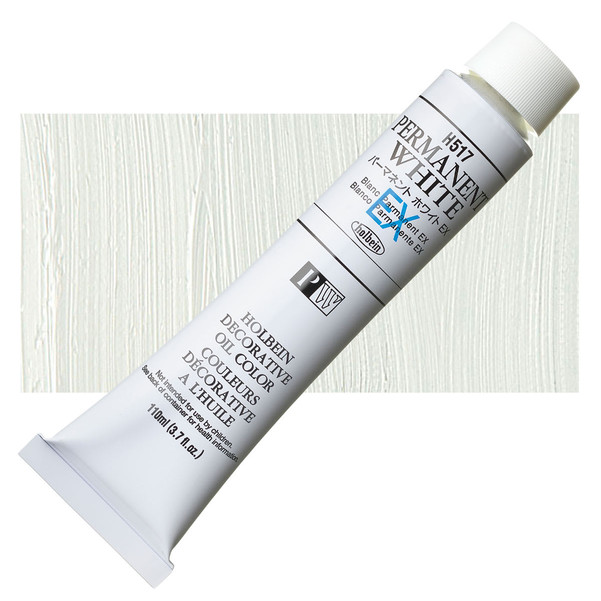 Holbein Artists' Oil Color - Permanent White EX, 110 ml tube and swatch