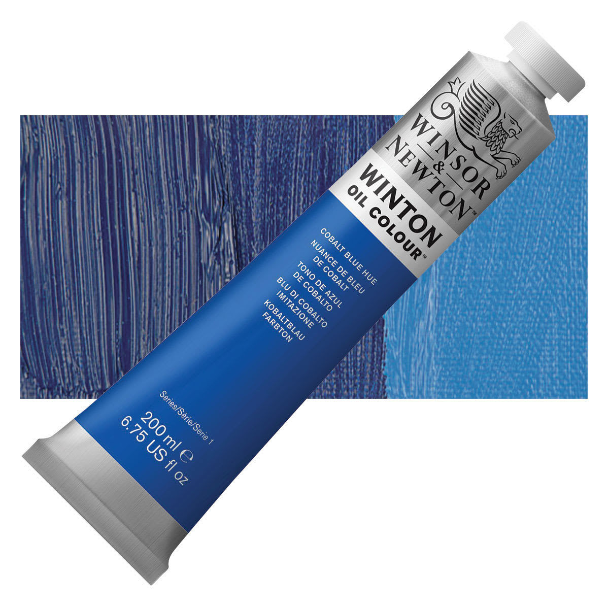 Winsor & Newton Winton Oil Color - Cobalt Blue Hue, 200 ml tube and swatch